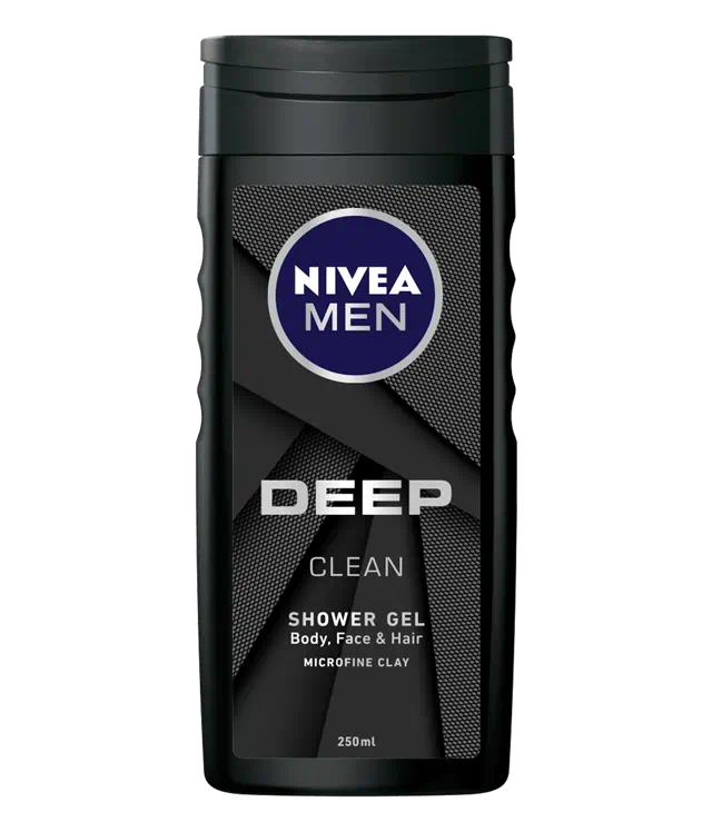 NIVEA MEN غسول 3 في 1 ديب كلين للجسم والوجه والشعر بالفحم 250 مل