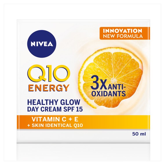 NIVEA كريم نهاري Q10 لإشراقة صحية بفيتامين C وحماية SPF15 50 مل