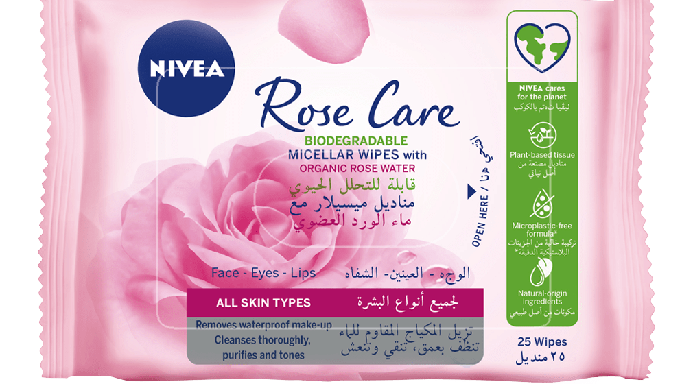 NIVEA Rose Care مناديل ميسيلر لإزالة المكياج بماء الورد