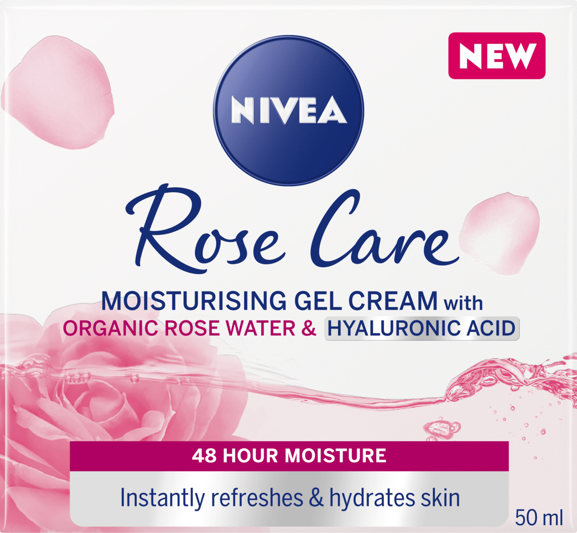 NIVEA Rose Care جل كريم مرطب بماء الورد وحمض الهيالورونيك 50 مل