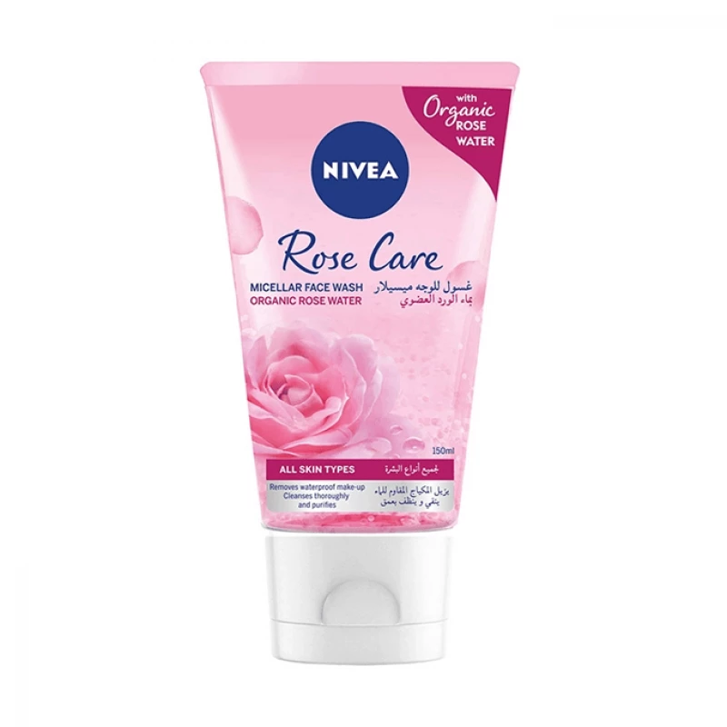 NIVEA غسول الوجه الميسيلار بماء الورد لإزالة المكياج المقاوم للماء