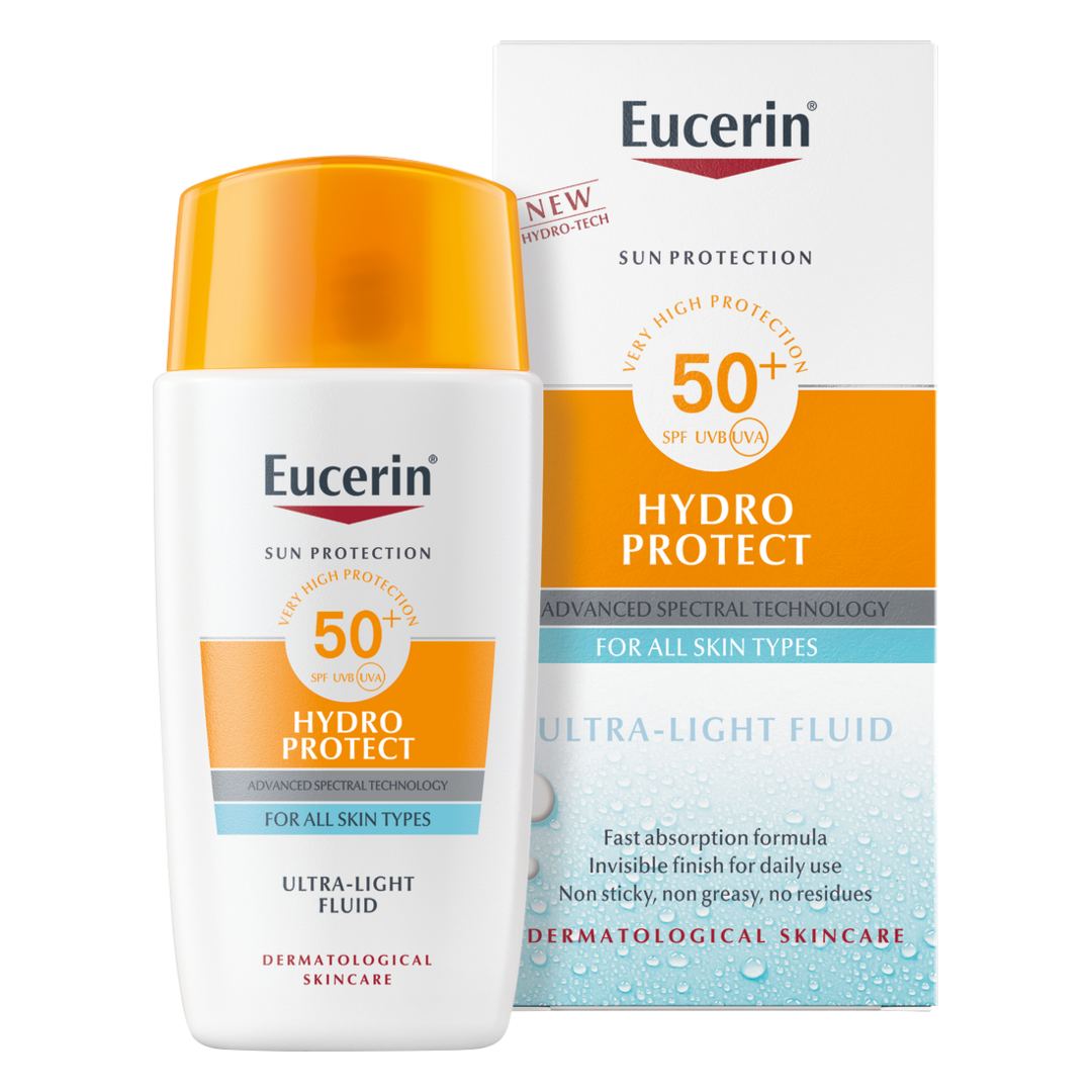 EUCERIN واقي شمس للوجه فلويد خفيف بحمض الهيالورونيك SPF 50+ 50 مل EUCERIN واقي شمس للوجه فلويد خفيف بحمض الهيالورونيك SPF 50+ 50 مل