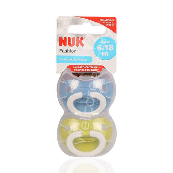 NUK لهاية Fashion مقاس 2 للأعمار 6-18 شهراً عبوة من قطعتين