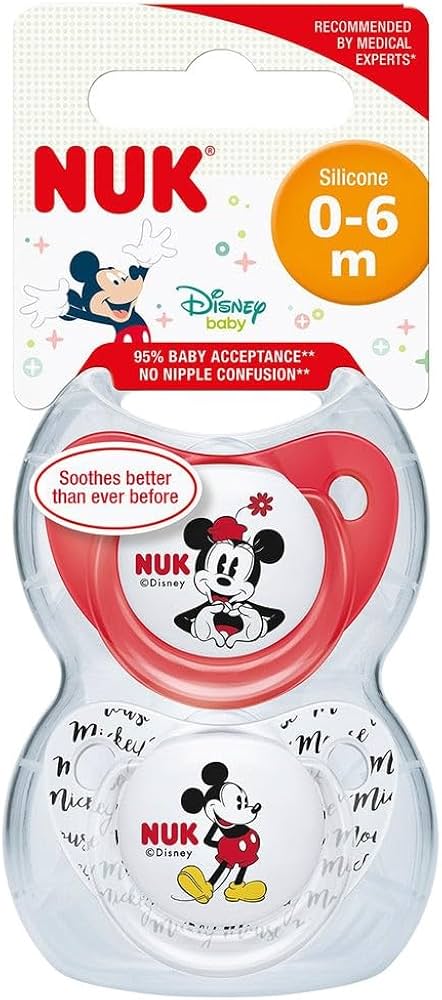 NUK Disney لهّاية سيليكون تقويمية للأطفال مقاس 1 من 0-6 أشهر