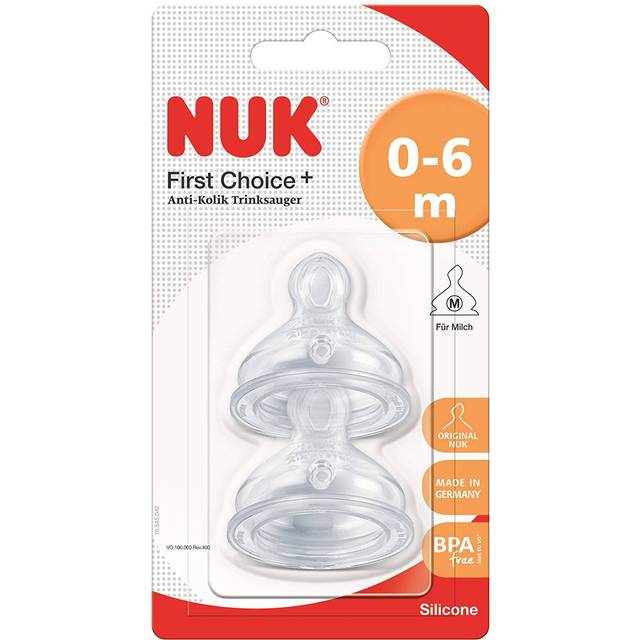 NUK First Choice لهاية سيليكون أرثوديك للرضع 0-6 أشهر عبوة من قطعتين