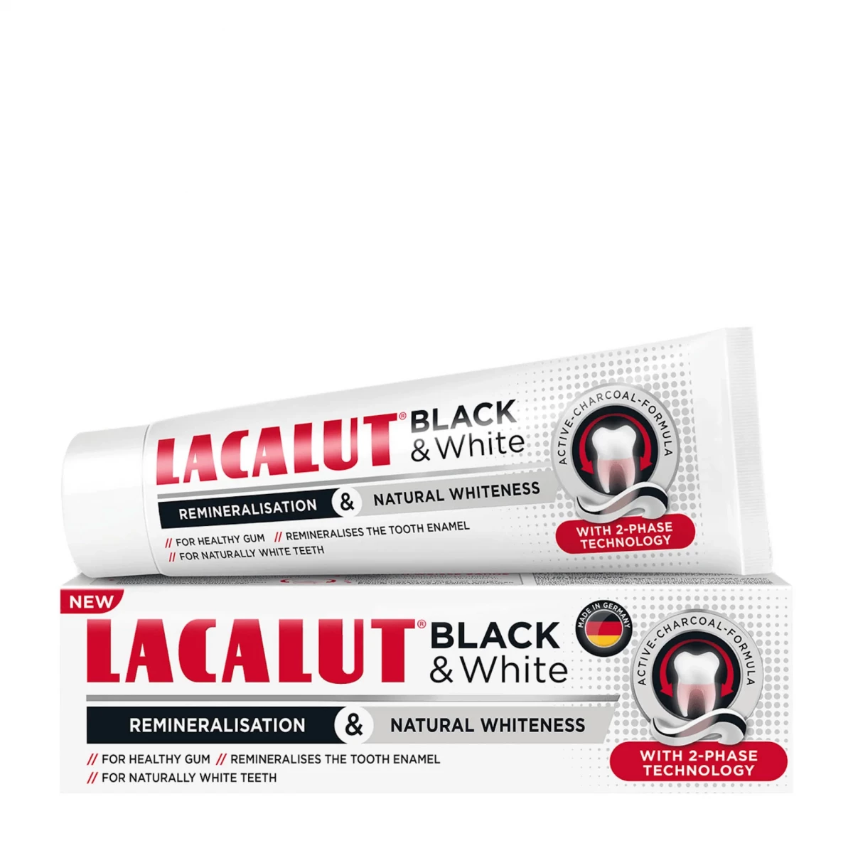 LACALUT معجون أسنان Black & White بالفحم لتبييض الأسنان 75 مل