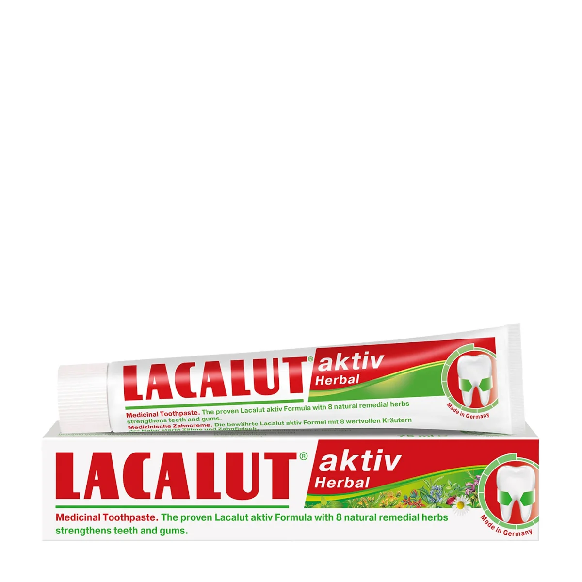 LACALUT اكتيف هيربال معجون أسنان طبي بالأعشاب لحماية اللثة 75 مل
