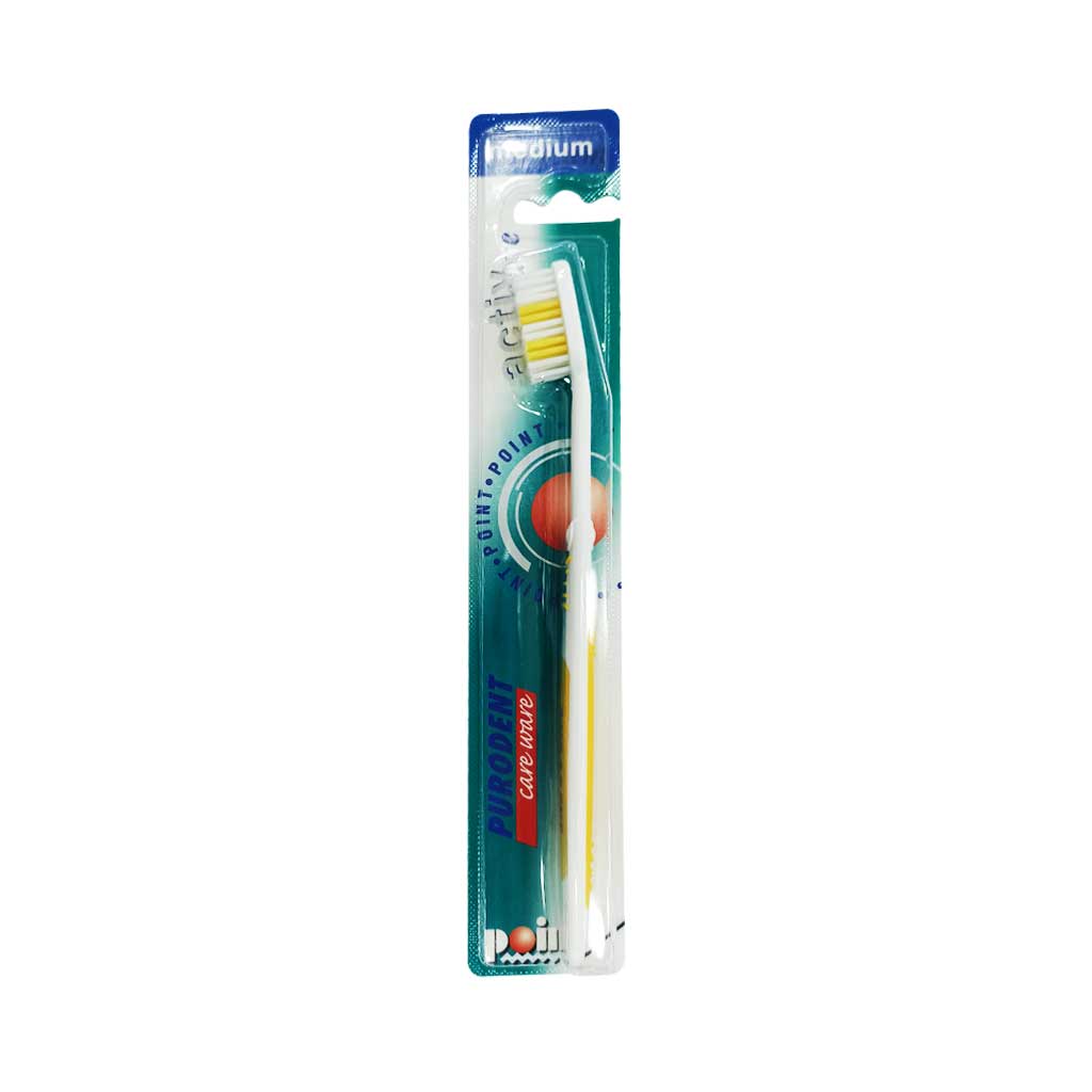 PURODENT Care Ware فرشاة أسنان متوسطة الخشونة بشعيرات ثلاثية للثة