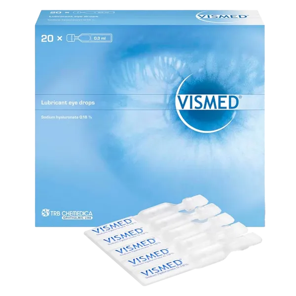VISMED قطرات مرطّبة للعين خالية من المواد الحافظة 20 أنبوبة 0.3 مل