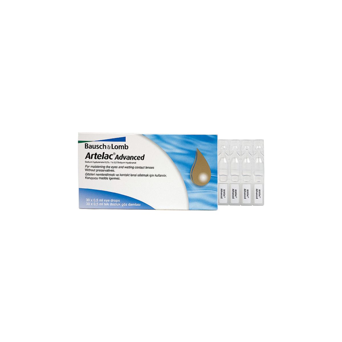 ARTELAC Advanced قطرات عين بحمض الهيالورونيك لجفاف العين 30 أنبوبة