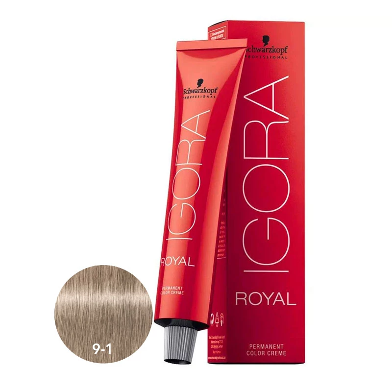 IGORA Royal صبغة شعر دائمة بلون أشقر فاتح جداً رمادي 9-1 60 جم