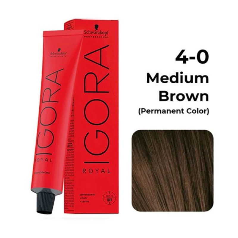 SCHWARZKOPF IGORA Royal صبغة شعر دائمة بني وسط 4-0 بحجم 60 مل
