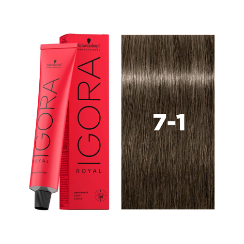 SCHWARZKOPF IGORA ROYAL صبغة شعر دائمة أشقر متوسط رمادي 7-1 - 60 مل