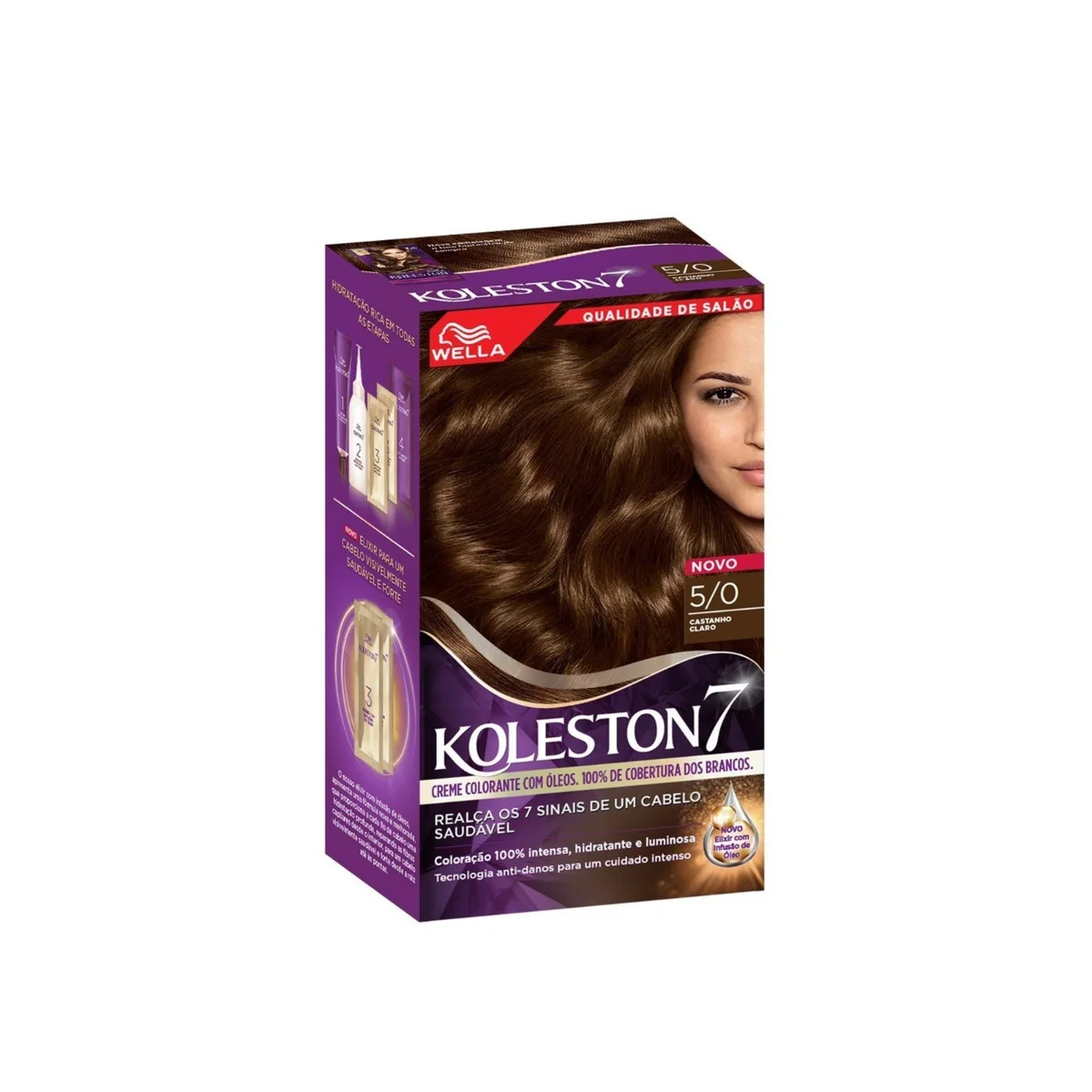 KOLESTON WELLA صبغة شعر دائمة بكريم زيتي لون بني فاتح 5/0