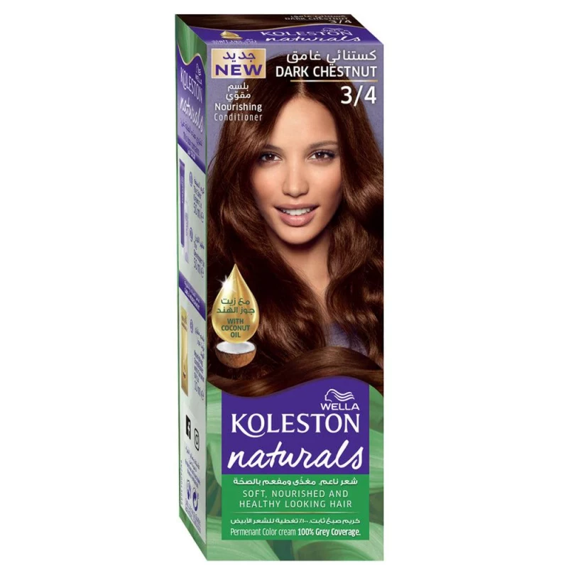 KOLESTON NATURALS صبغة شعر دائمة بدرجة كستنائي غامق 3/4 سعة 50 مل