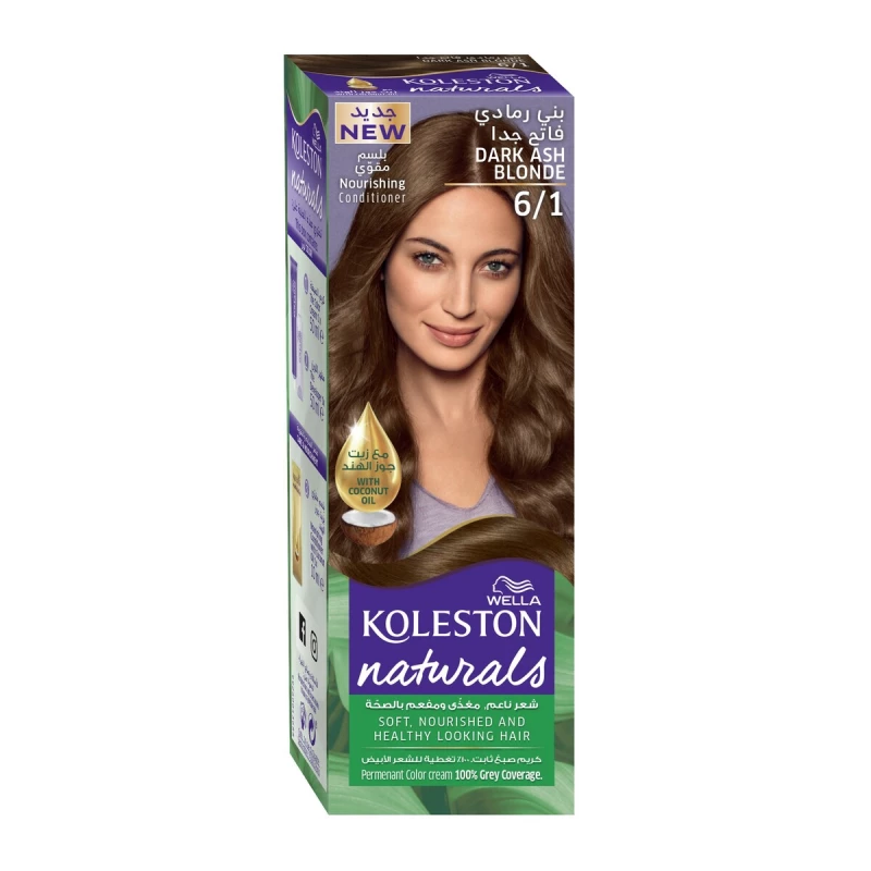 KOLESTON NATURALS صبغة شعر دائمة أشقر غامق رمادي 6/1 سعة 50 مل