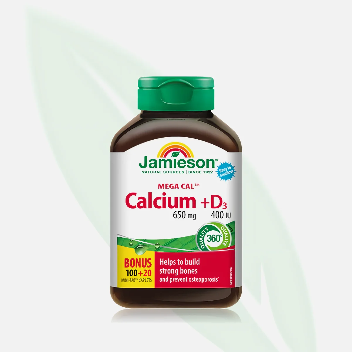 JAMIESON Mega Cal Calcium 650mg + D3 400IU 100+20 Caplets JAMIESON Mega Cal Calcium 650mg + D3 400IU 100+20 Caplets