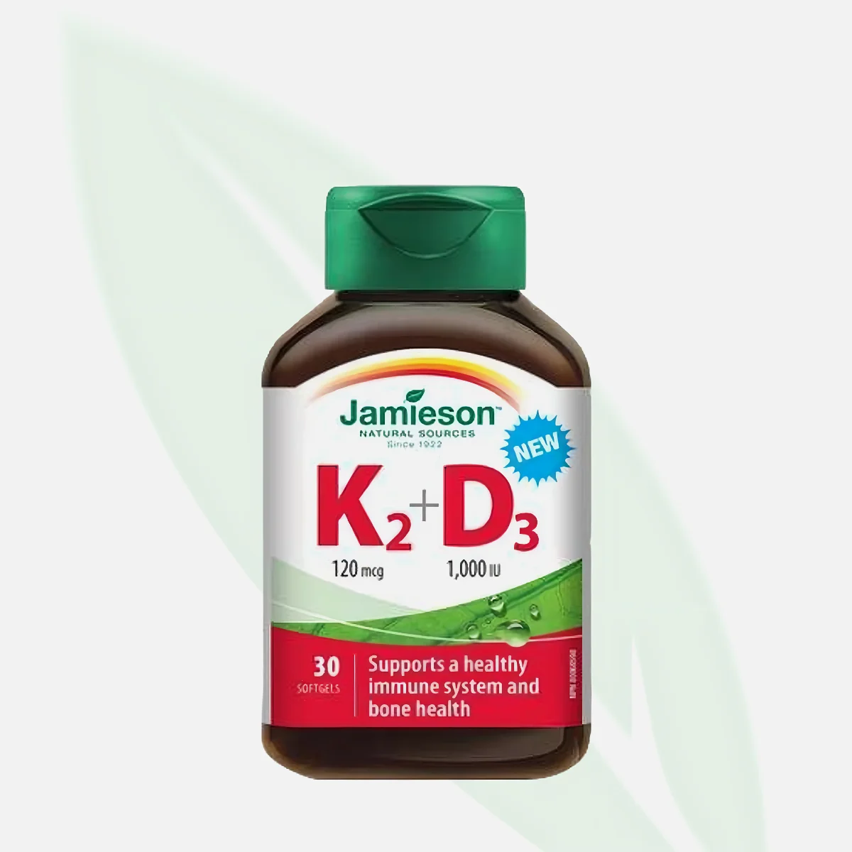 JAMIESON Vitamin K2 120mcg + D3 1000 IU Bone Health 30 Softgels JAMIESON Vitamin K2 120mcg + D3 1000 IU Bone Health 30 Softgels