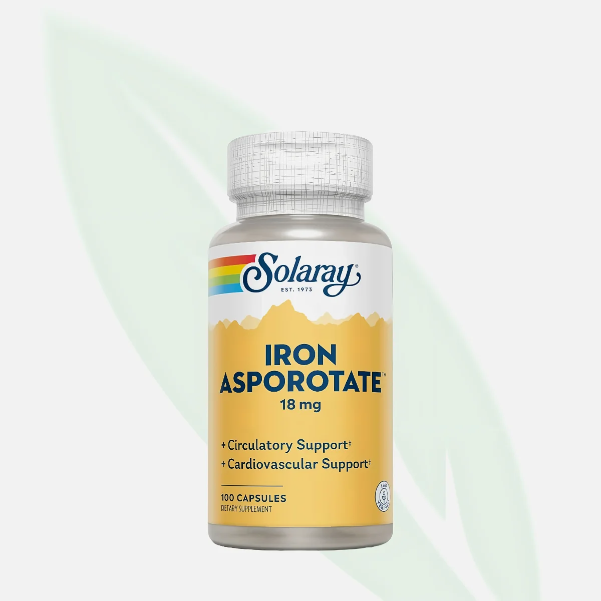 SOLARAY Iron Asporotate 18mg 100 Capsules