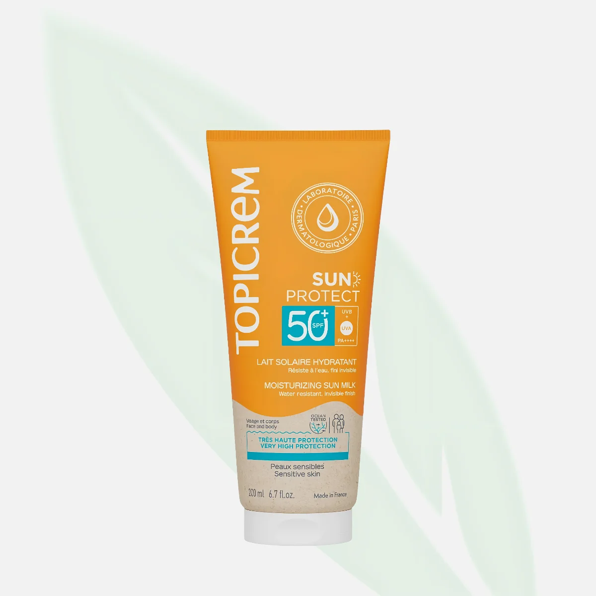 TOPICREM Sun Protect حليب واقٍ مرطّب SPF 50+ للوجه والجسم 200 مل
