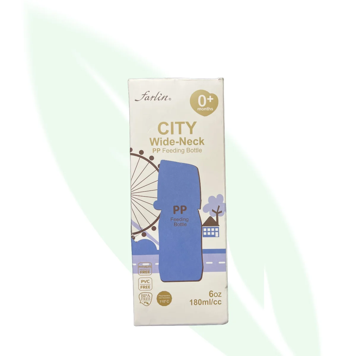 FARLIN زجاجة رضاعة City واسعة العنق مضادة للمغص زرقاء 180 مل