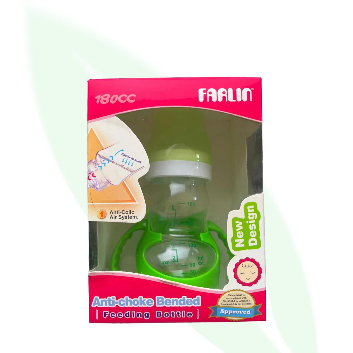 FARLIN Anti-Choke Angled Bottle 180cc Green