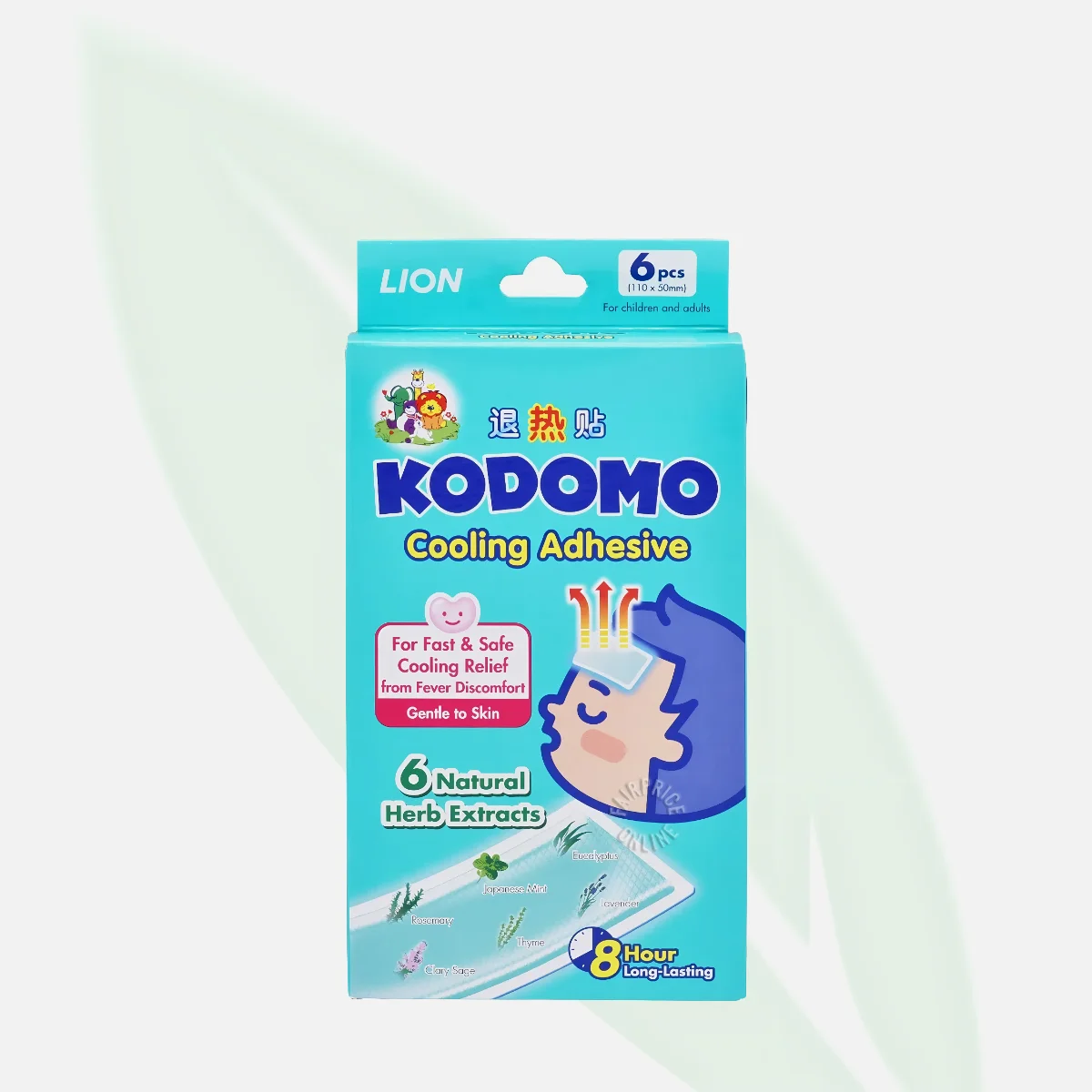 KODOMO لصقات تبريد للأطفال لتخفيف حرارة الحمّى 8 لصقات