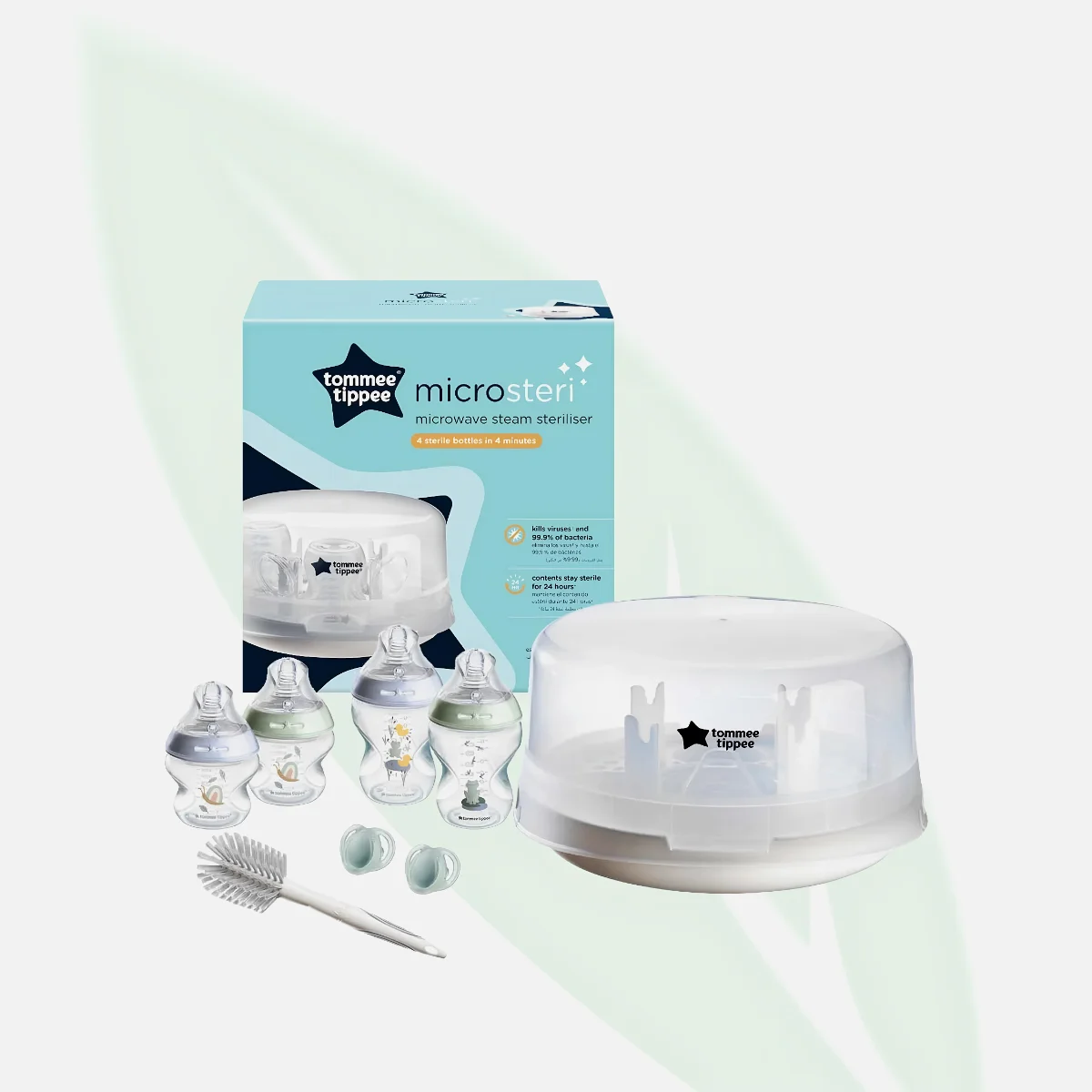 TOMMEE TIPPEE معقّم الميكروويف بالبخار لأربع قنينات رضاعة