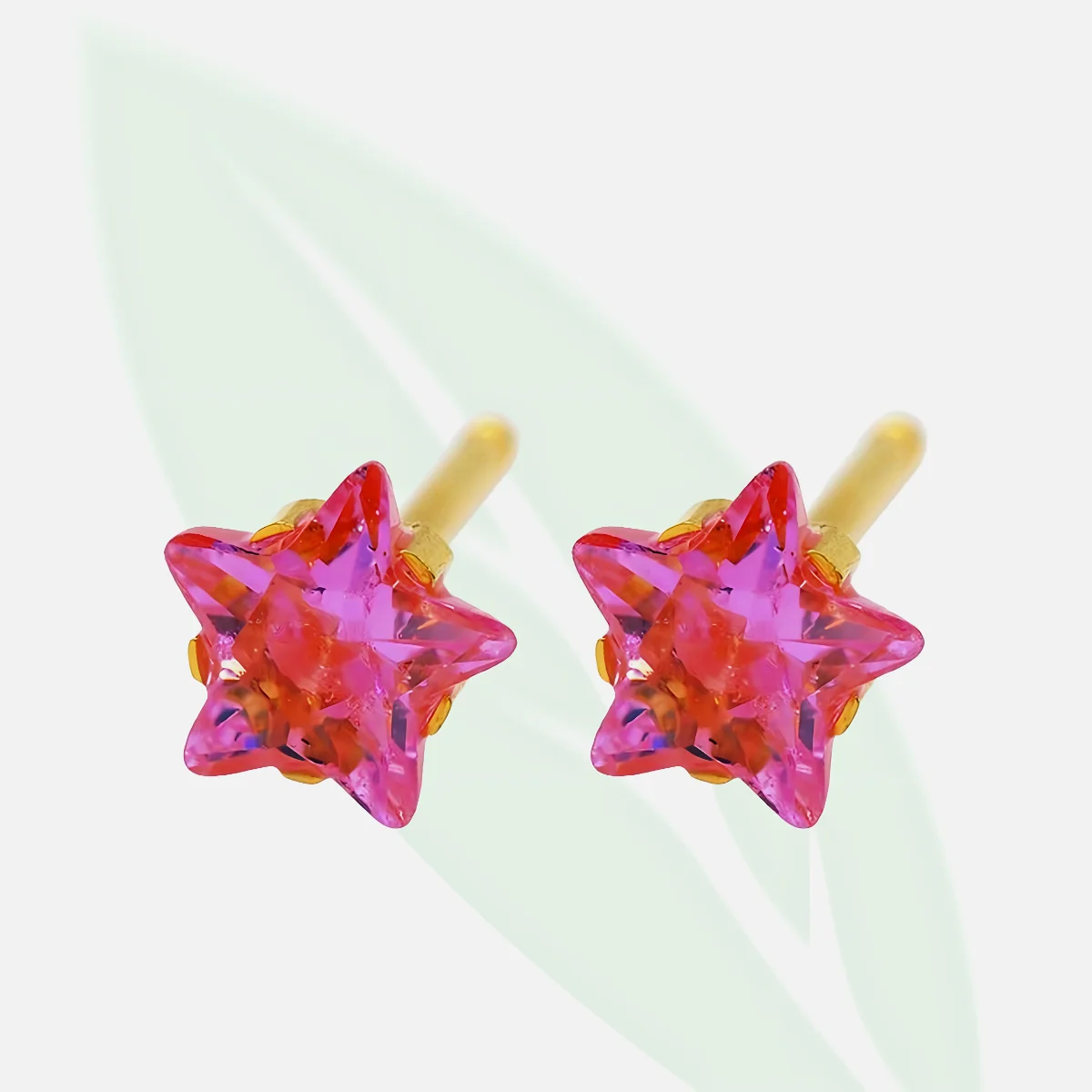 CAFLON FJ5STRP 24ct Gold-Plated Pink Star Studs 5mm