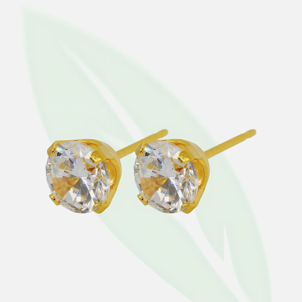 CAFLON Fashion Gold Plated White Cubic Zirconia Earrings 6mm