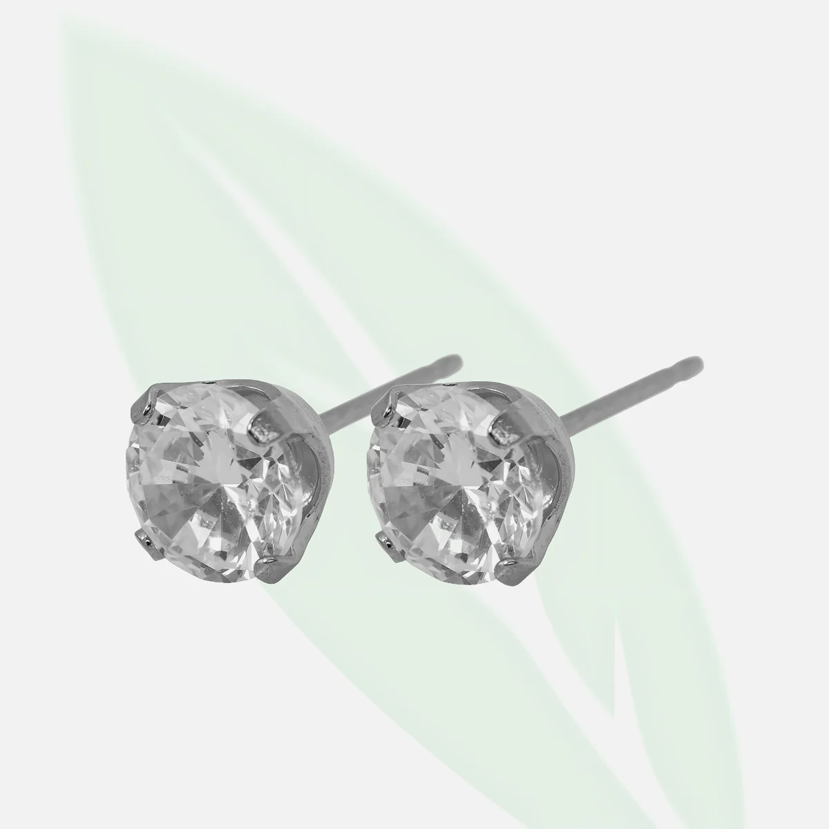 CAFLON Fashion White Cubic Zirconia Stainless Steel Earrings 6mm