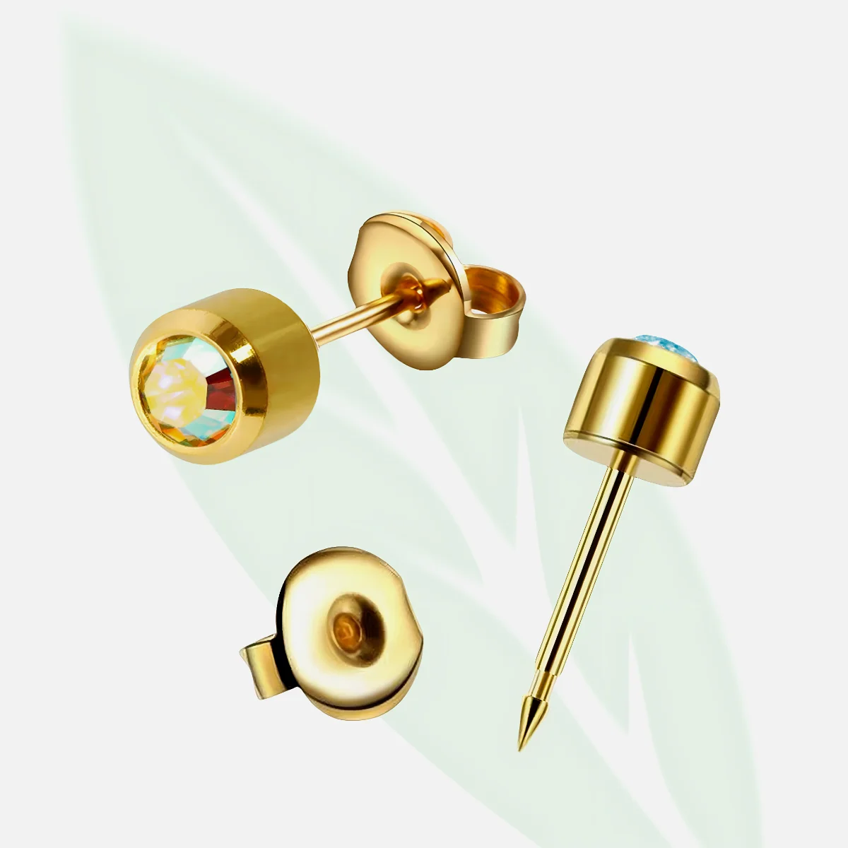 CAFLON Rock Crystal Gold-Plated Piercing Studs 5mm