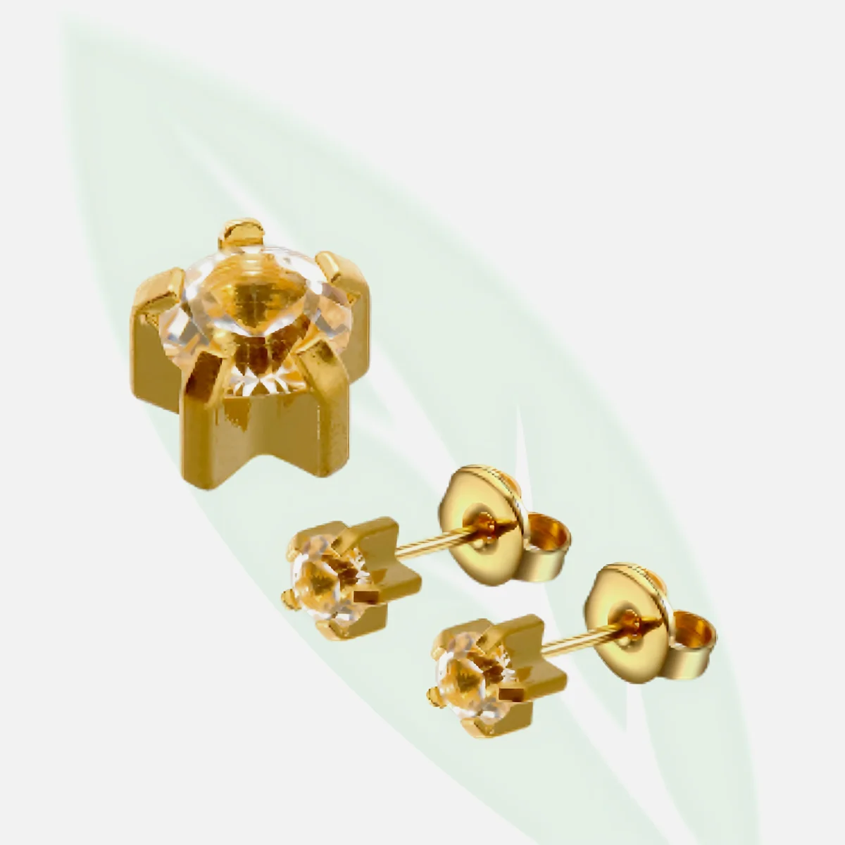 CAFLON Y504 Star Stone Ear Piercing Studs