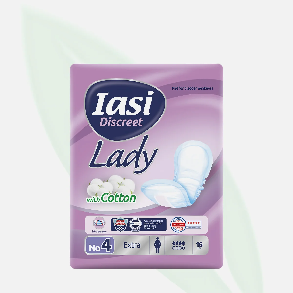 IASI ضمادات Discreet Lady النحيفة لسلس البول الخفيف مقاس Extra عبوة 16