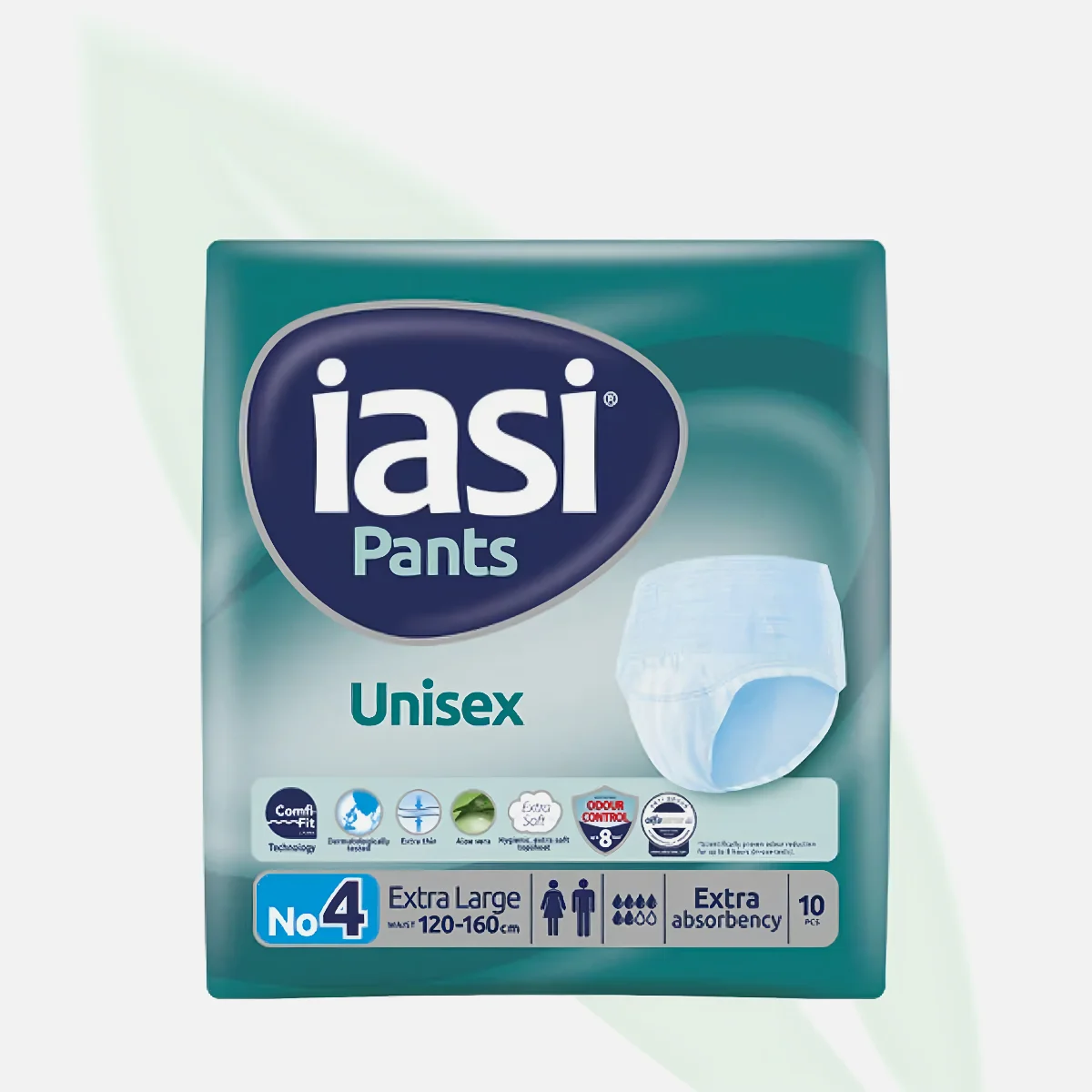 IASI سراويل Pants للكبار للجنسين لسلس البول مقاس No4 إكسترا عبوة 10