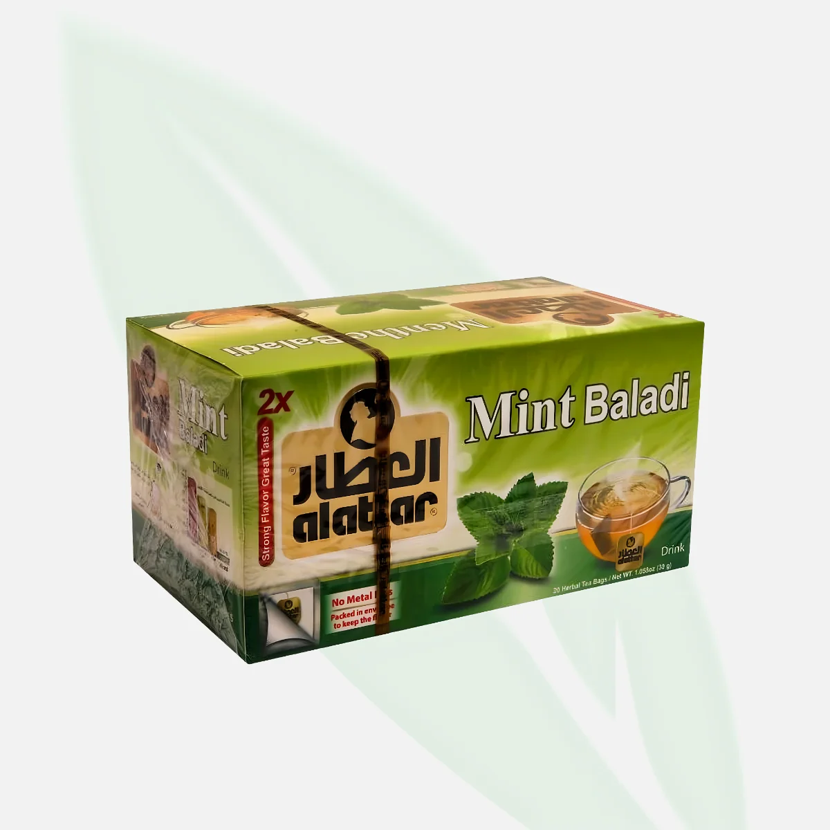 AL ATTAR شاي أخضر بالنعناع المنعش غني بمضادات الأكسدة 20 كيساً