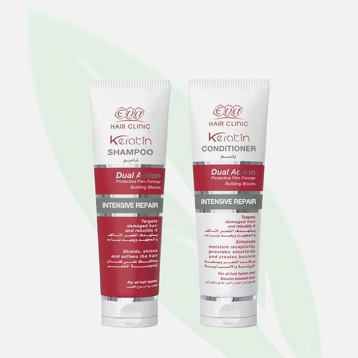 EVA E-Keratin شامبو وبلسم ثنائي الفعل بالكيراتين للشعر التالف 230 مل EVA E-Keratin شامبو وبلسم ثنائي الفعل بالكيراتين للشعر التالف 230 مل