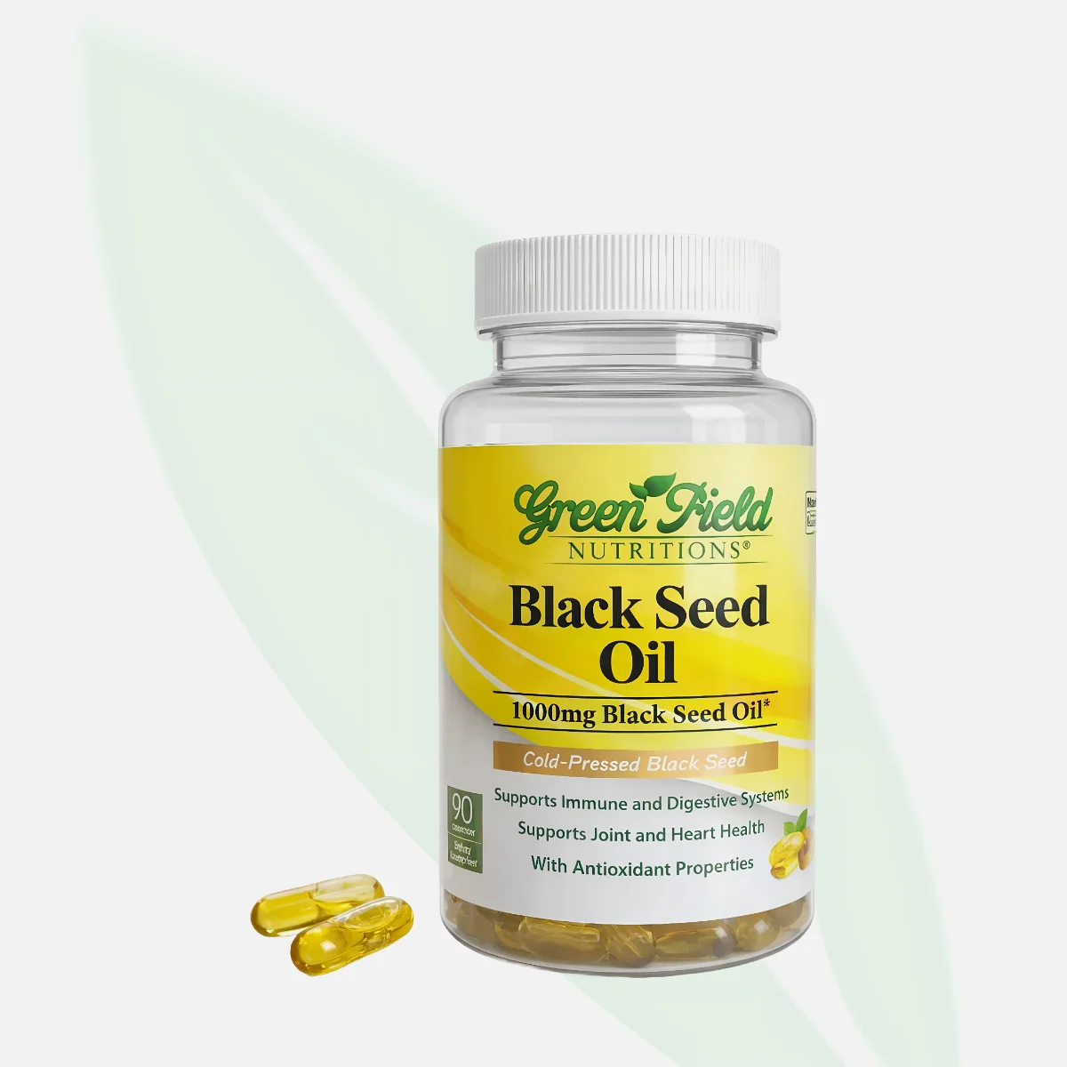 GREEN FIELDS كبسولات زيت حبة البركة المعصور بارداً النباتية