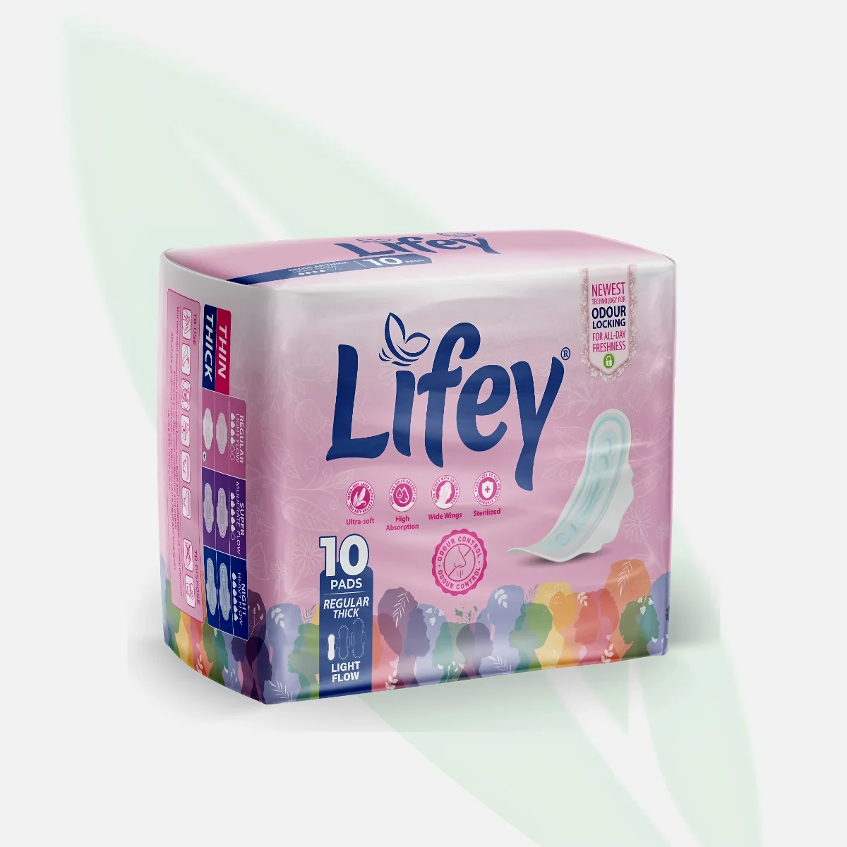 LIFEY Regular Thick Sanitary Pads With Wings - 10 Pads