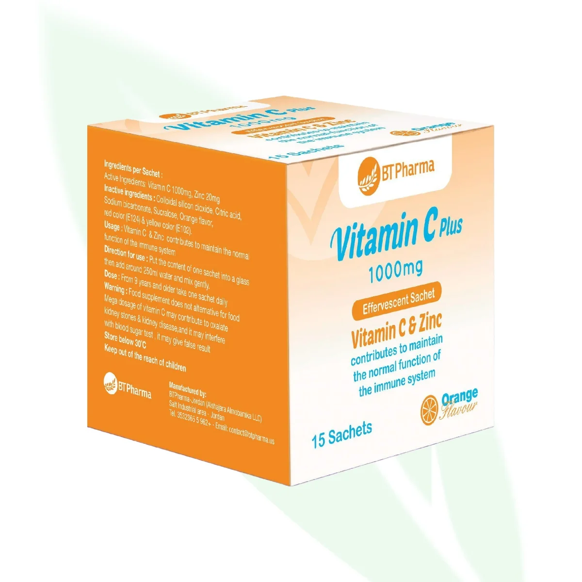 BT PHARMA Vitamin C Plus 1000mg & Zinc 15 Sachets
