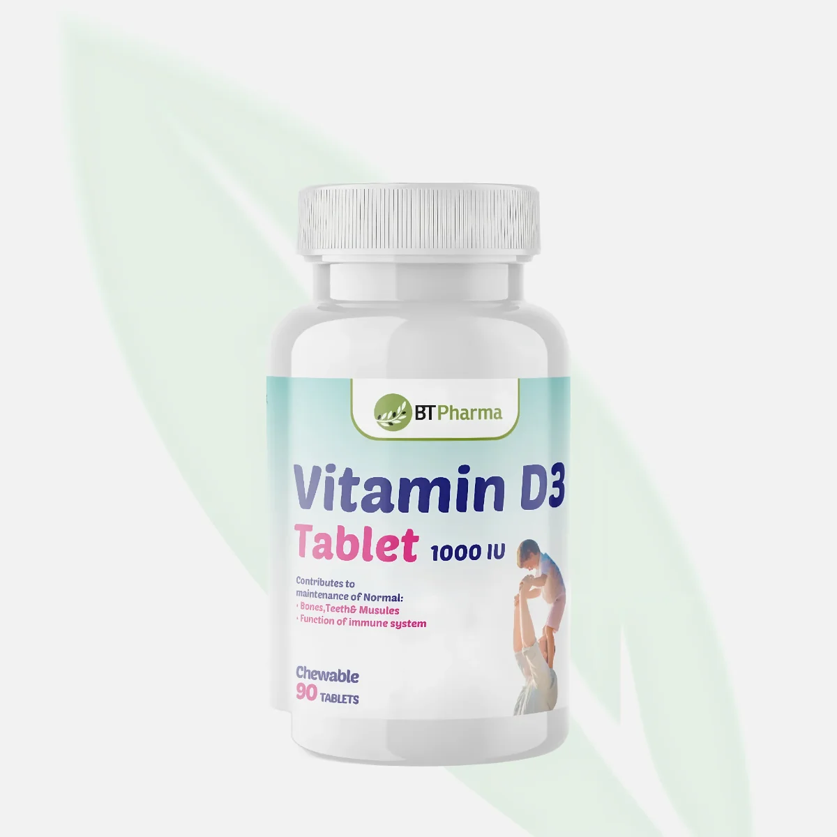BTPHARMA Vitamin D3 1000 IU Chewable Tablets 90 Tablets BTPHARMA Vitamin D3 1000 IU Chewable Tablets 90 Tablets