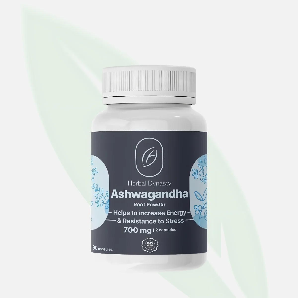 HERBAL DYNASTY أشواغاندا جذر 350 مغ لتخفيف التوتر والنوم 60 كبسولة