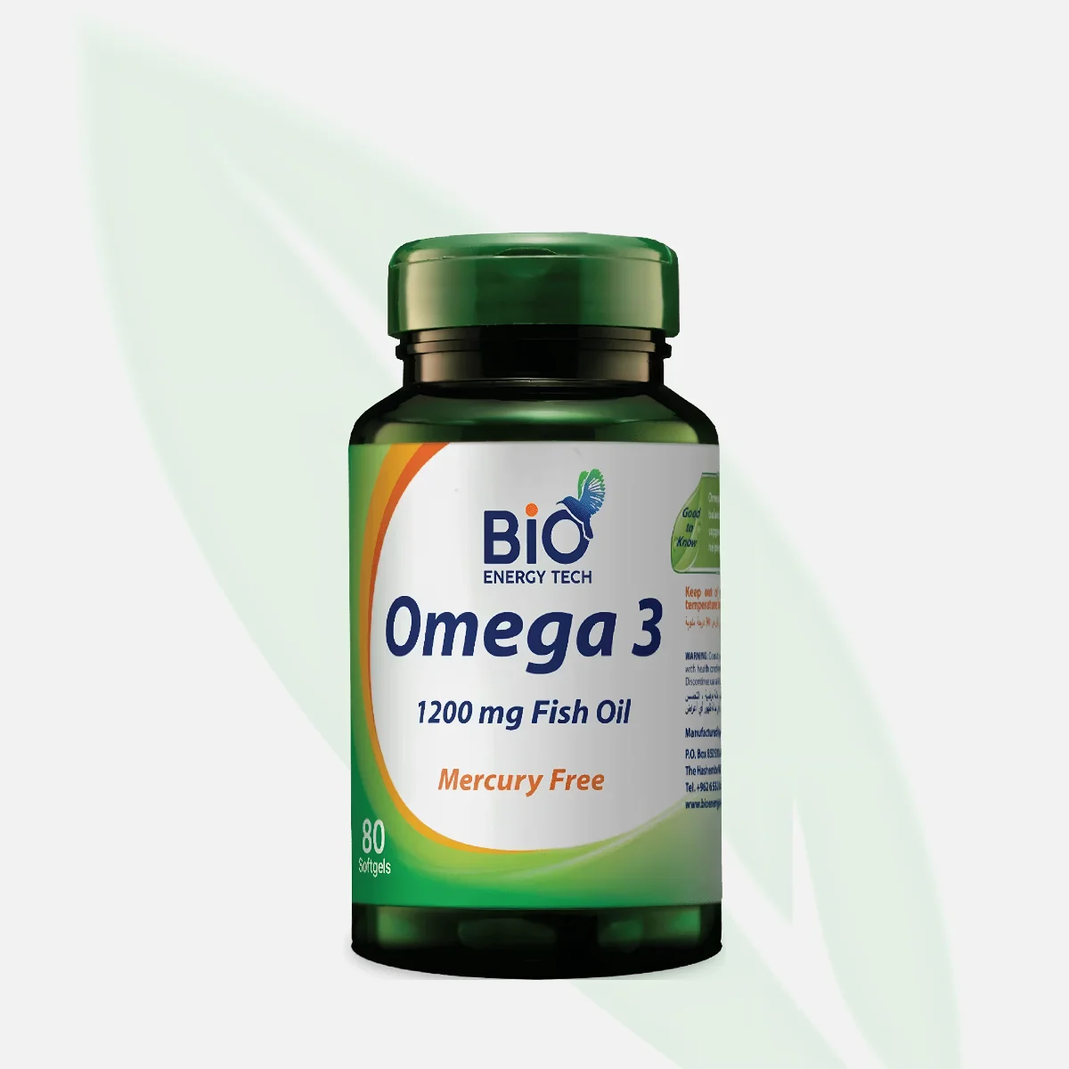 BIO ENERGY أوميغا 3 زيت سمك خالٍ من الزئبق 1200 مغ 80 كبسولة