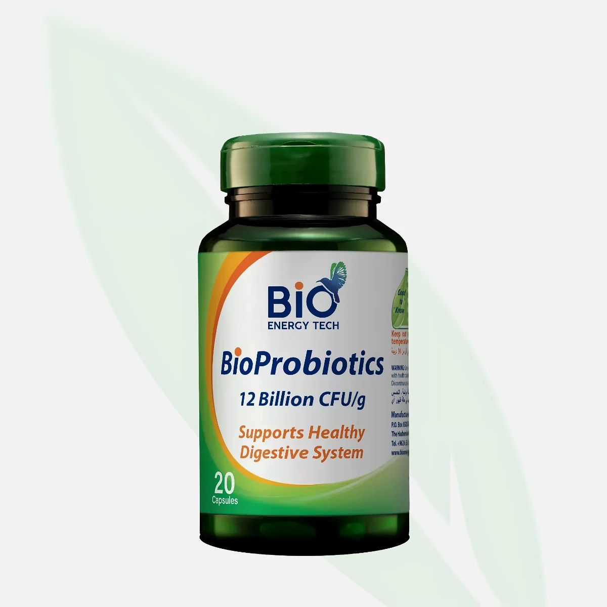 BIO ENERGY TECH كبسولات البروبيوتيك 12 مليار بكتيريا نافعة 20 كبسولة