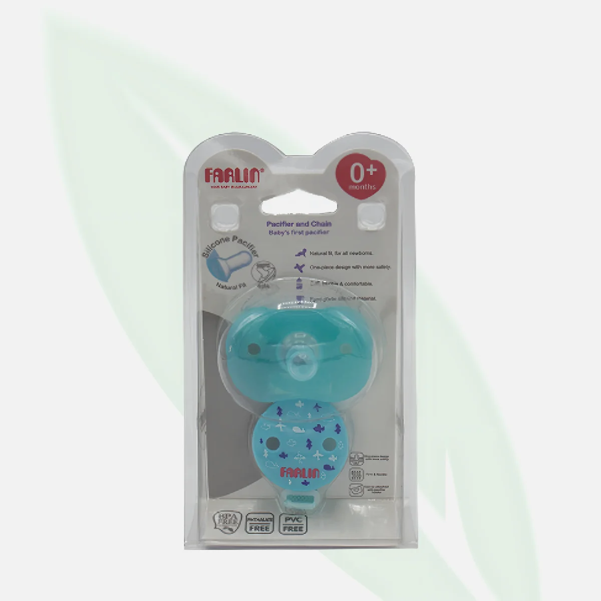 FARLIN Orthodontic Glow-in-Dark Pacifier with Chain 0+ Months FARLIN Orthodontic Glow-in-Dark Pacifier with Chain 0+ Months