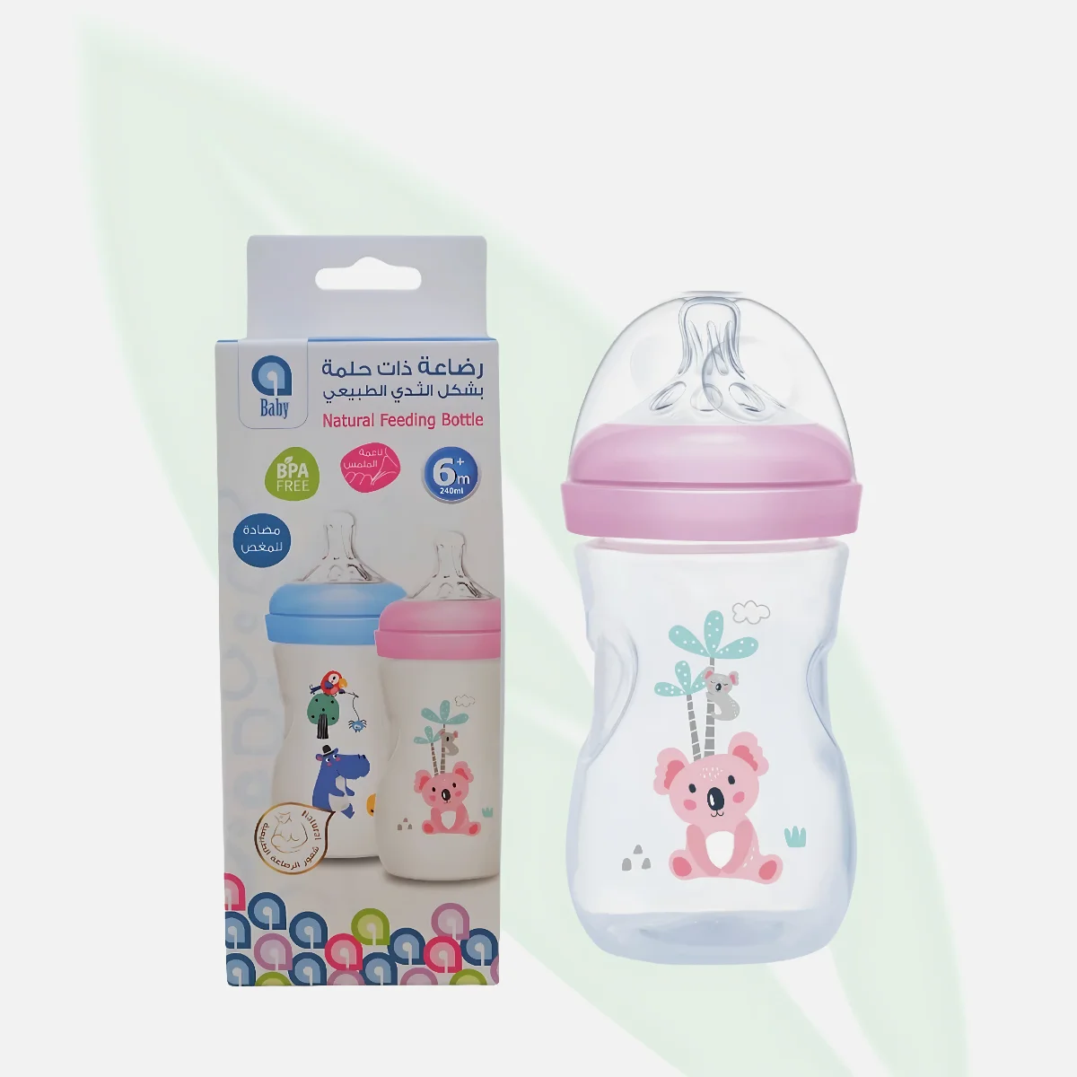 Baby Natural Feeding Bottle with Breast-Shaped Silicone Nipple 6M+ 300ml