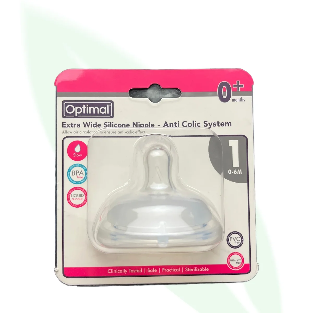 OPTIMAL Extra Wide Neck Silicone Nipple 0+ Months OPTIMAL Extra Wide Neck Silicone Nipple 0+ Months