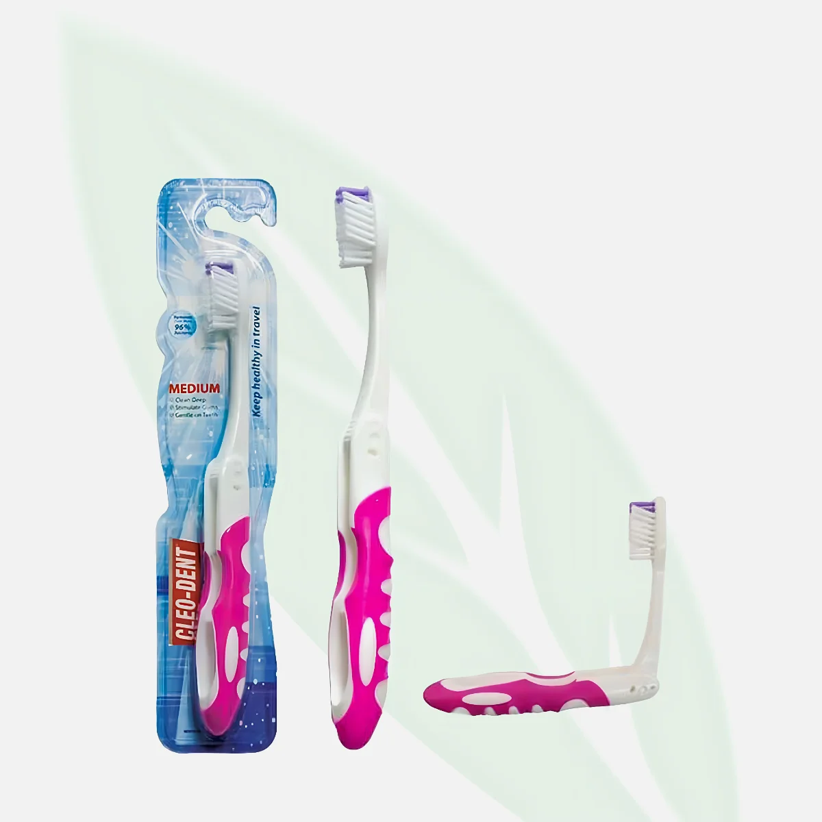 CLEO-DENT Travel Foldable Toothbrush with Tongue Cleaner