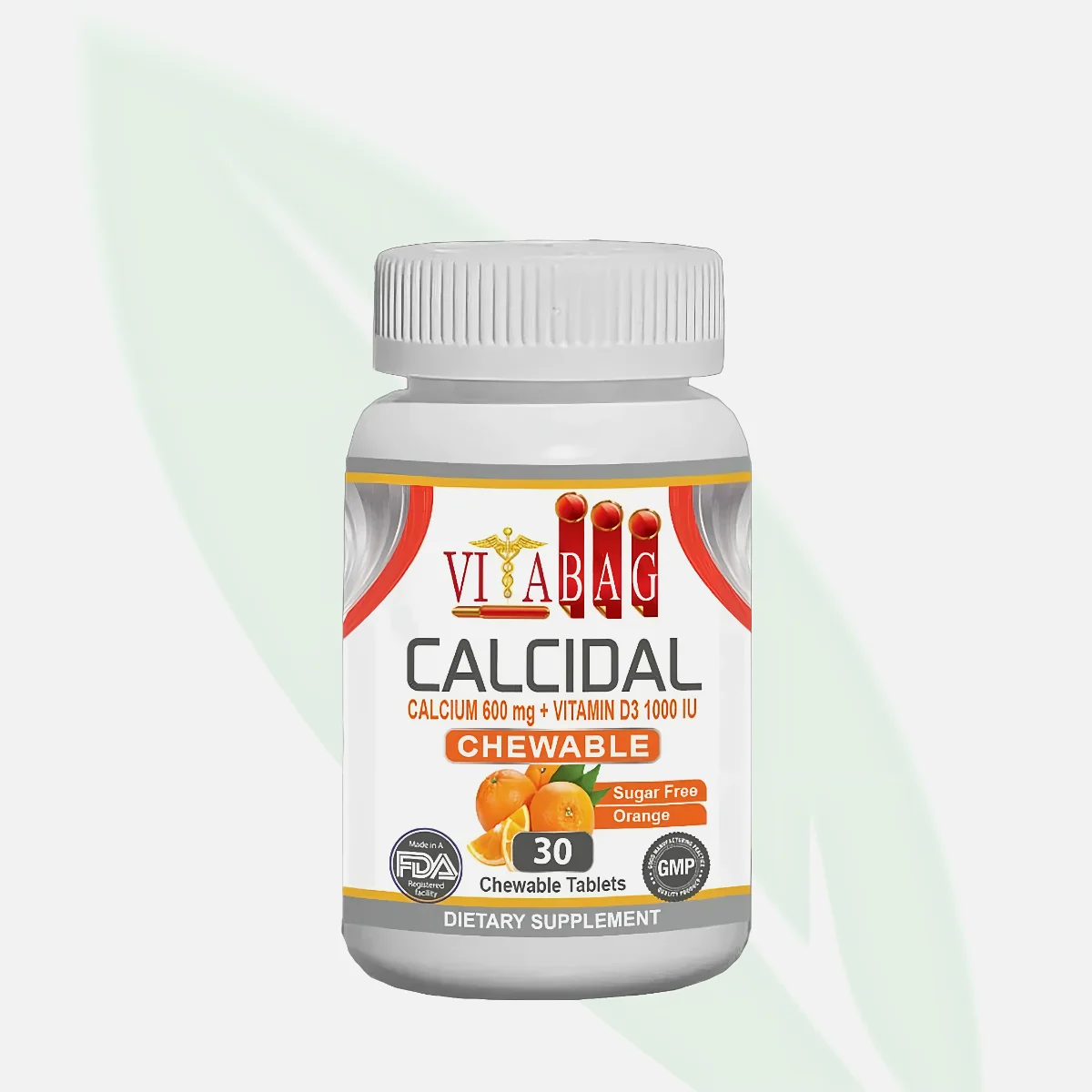 VITABAG Calcidal Calcium & Vitamin D Chewable Tablets Orange Flavor 30 Tablets VITABAG Calcidal Calcium & Vitamin D Chewable Tablets Orange Flavor 30 Tablets
