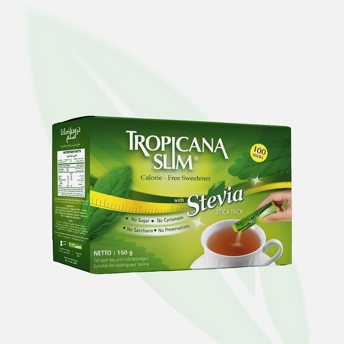 TROPICANA SLIM Stevia Natural Sweetener Zero Calorie 100 Sticks TROPICANA SLIM Stevia Natural Sweetener Zero Calorie 100 Sticks